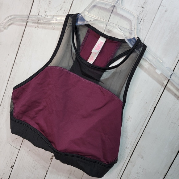 Victoria's Secret Pink Women's Purple/Black Mesh High Neck Bra Top Size Small. - Picture 2 of 5